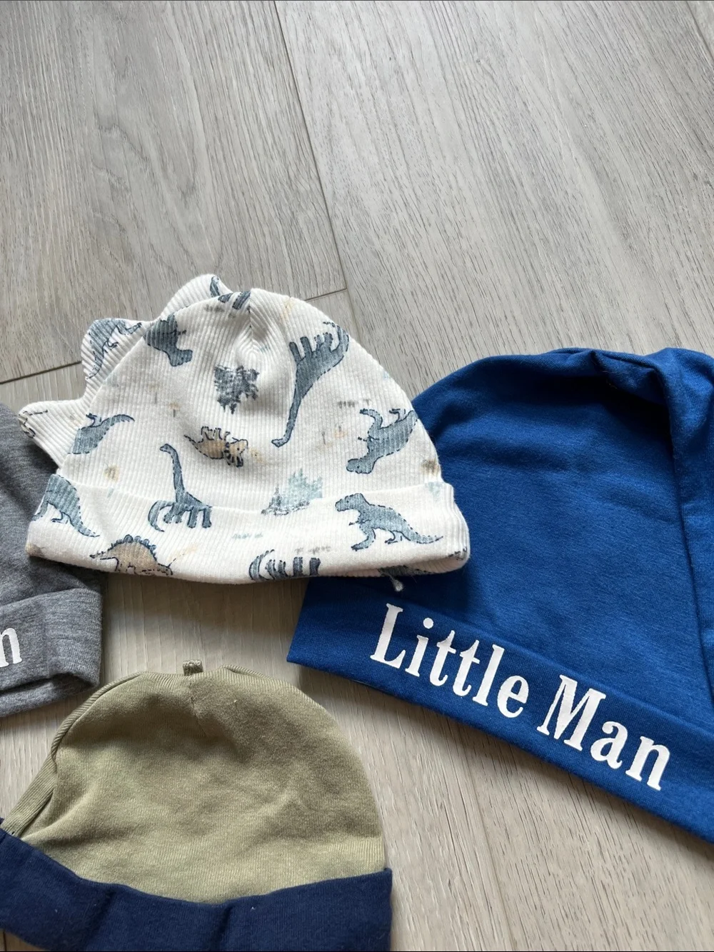 Bundle of Baby Hats 4 Piece Carter's Little Man Dinosaur Newborn to 1 Year